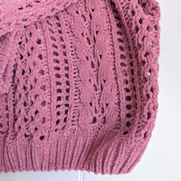 Forever 21 Fuzzy Open Knit Sweater Dusty Rose - Picture 7 of 7